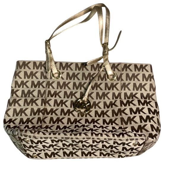 Michael Kors Handbags - Michael Kors Brown and Gold Monogram Tote